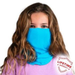 Womens Face Shield Mask Blue Solid Neck Wrap Gaiter Headband Microfiber UPF30